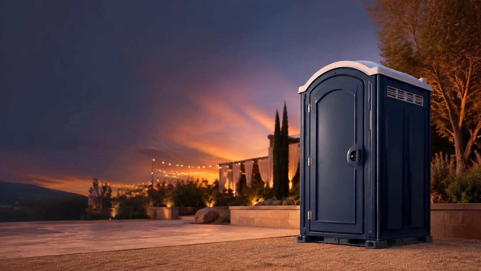 Portable restroom shown for rental planning in Modesto, CA